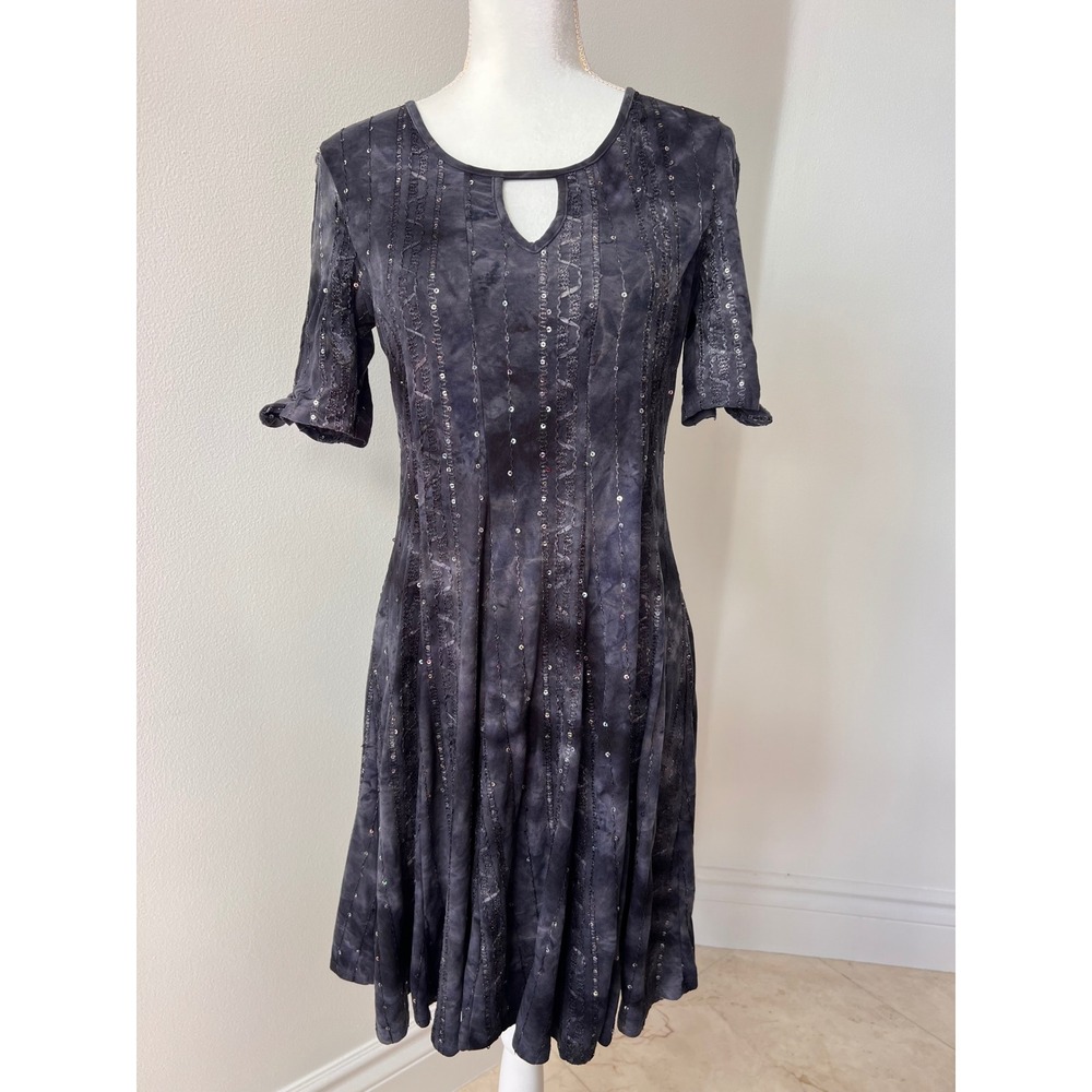 Sami & Jo dark grey/black flare knit dress embellished medium